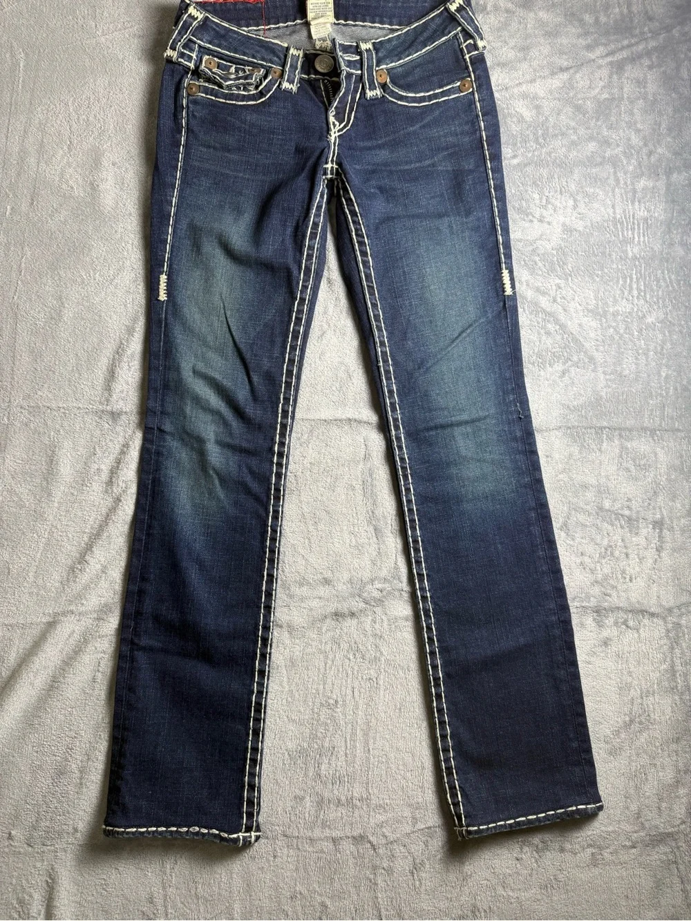 True Religion Billy Super T Women’s Dark Blue Contrast-Stitch Jeans Size 25